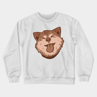 Smiling Happy Dog Shiba Inu - Sepia Crewneck Sweatshirt